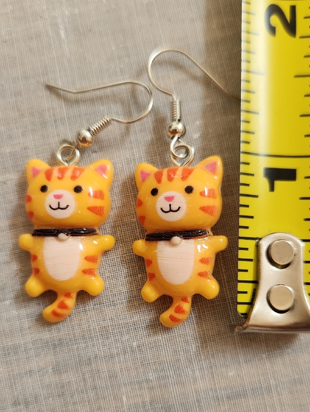 Orange Cat Dangle Earrings - Picture 2 of 7